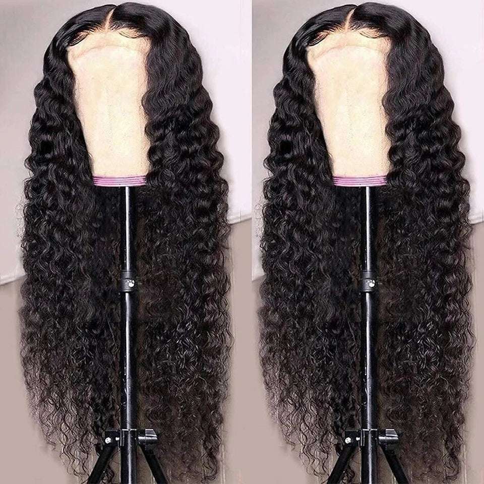 Free Shipping Gluna Hair Brazilian Virgin Hair Deep Curly Full Lace Human Hair Wigs For Black Women Pre Plucked Bleached Knots Full Lace Human Hair Wigs