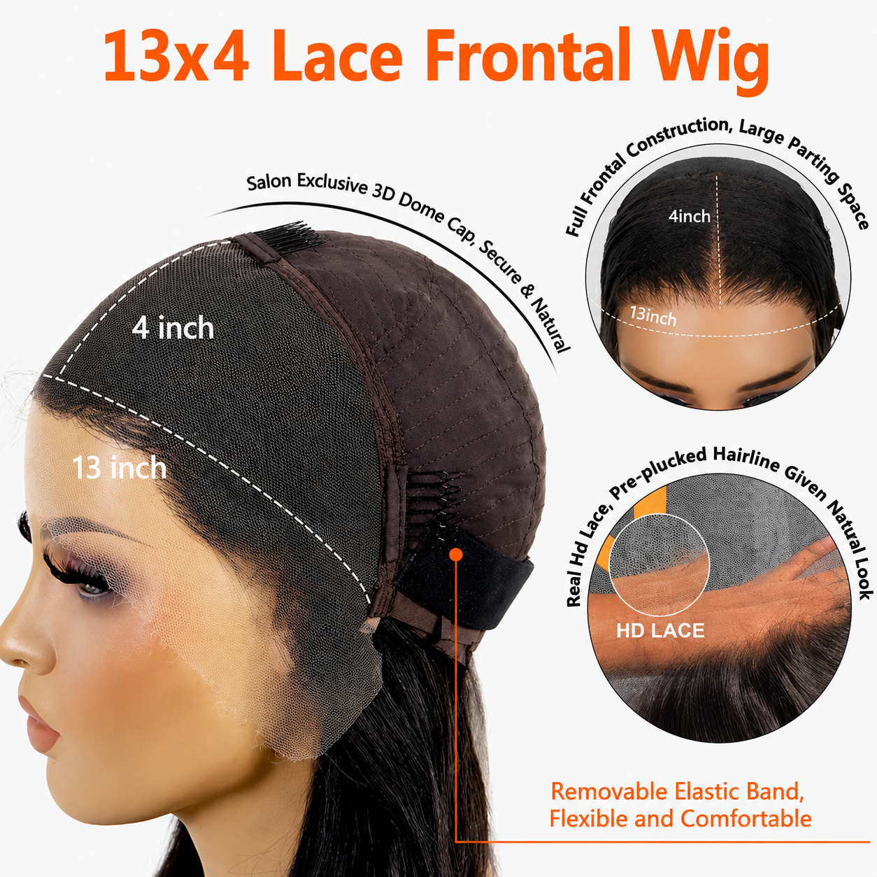 Gluna Silky Straight 13*4 HD Undetectable Lace Frontal Wig Virgin Human Hair Natural Black
