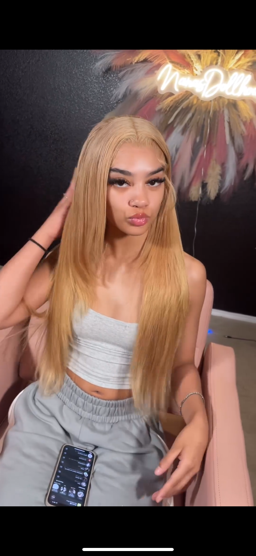 Gluna Glueless 13x4 HD Lace Wear Go Straight Wig Honey Blonde #27 Color Tiny Knots Pre-Bleached