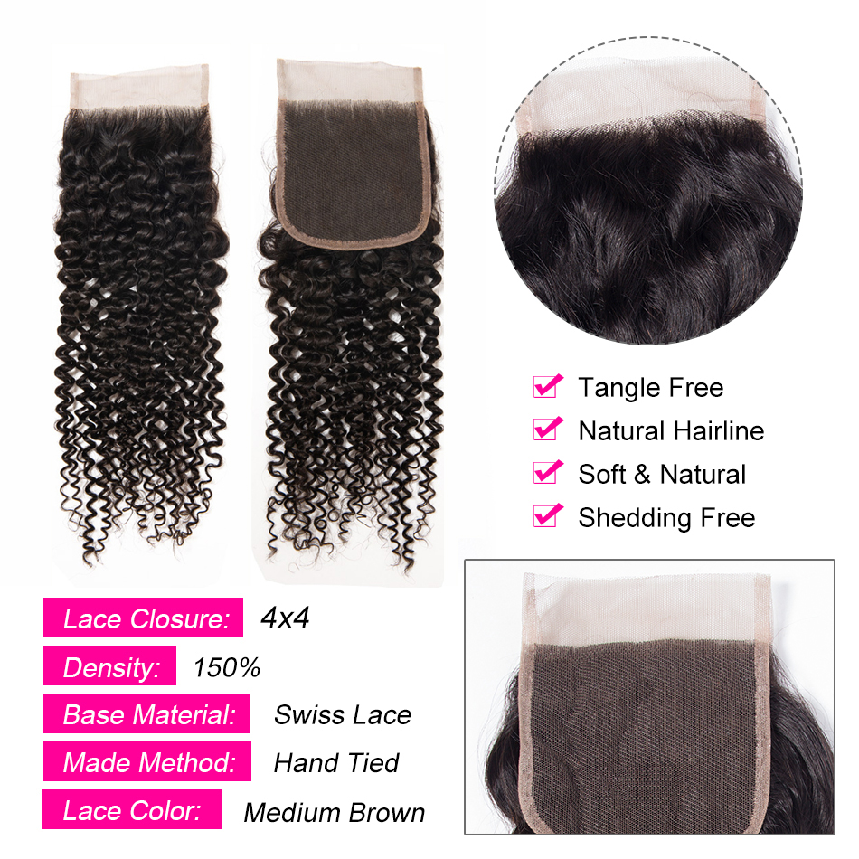 Gluna Kinky Curly 13x6 13x4 4x4 5x5 6x6 Inches Lace Front Lace Closure Virgin Human Hair Natural Color 100% Virgin Human Healthy Hair