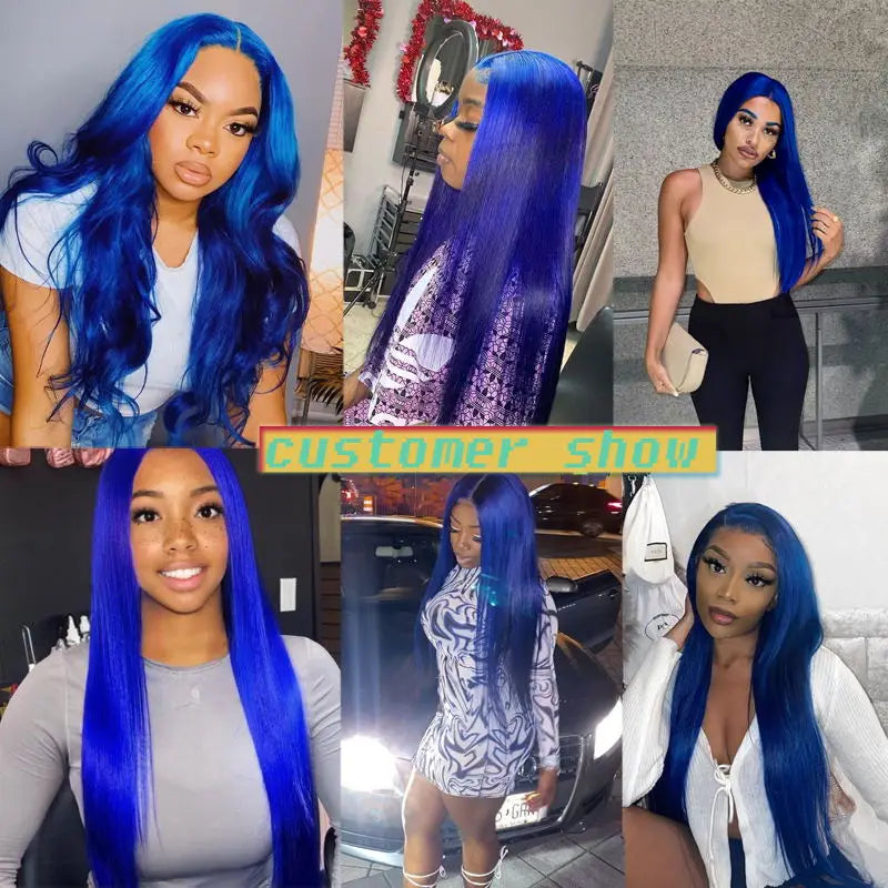 Gluna Royal Blue Color Straight 13×4/13X6  Lace Frontal  5X5  Lace Closure Wig Human 613 Colored Virgin Hair Wigs