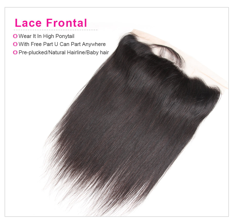 Gluna Straight Brazilian Virgin Hair 13x4 4x4 5x5 6x6 Inches Lace Front Lace Closure Virgin Human HairNatural Color