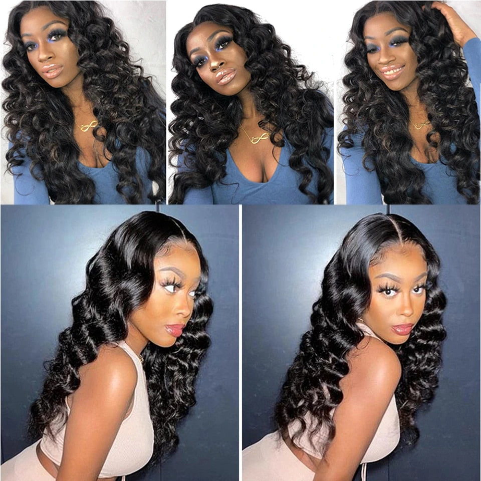 Free Shipping Gluna 13×4 HD Lace Glueless Frontal Wig Pre Plucked With Baby Hair Remy Loose Wave HD Lace Front Virgin Human Hair Wigs For Black Women