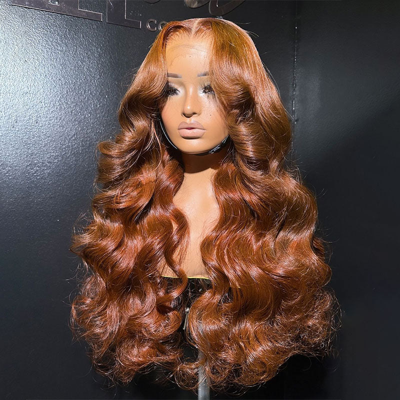 Gluna Ginger Brown Color 13×4 / 13x6 HD Lace Frontal Wig Body Wave Human Virgin Hair