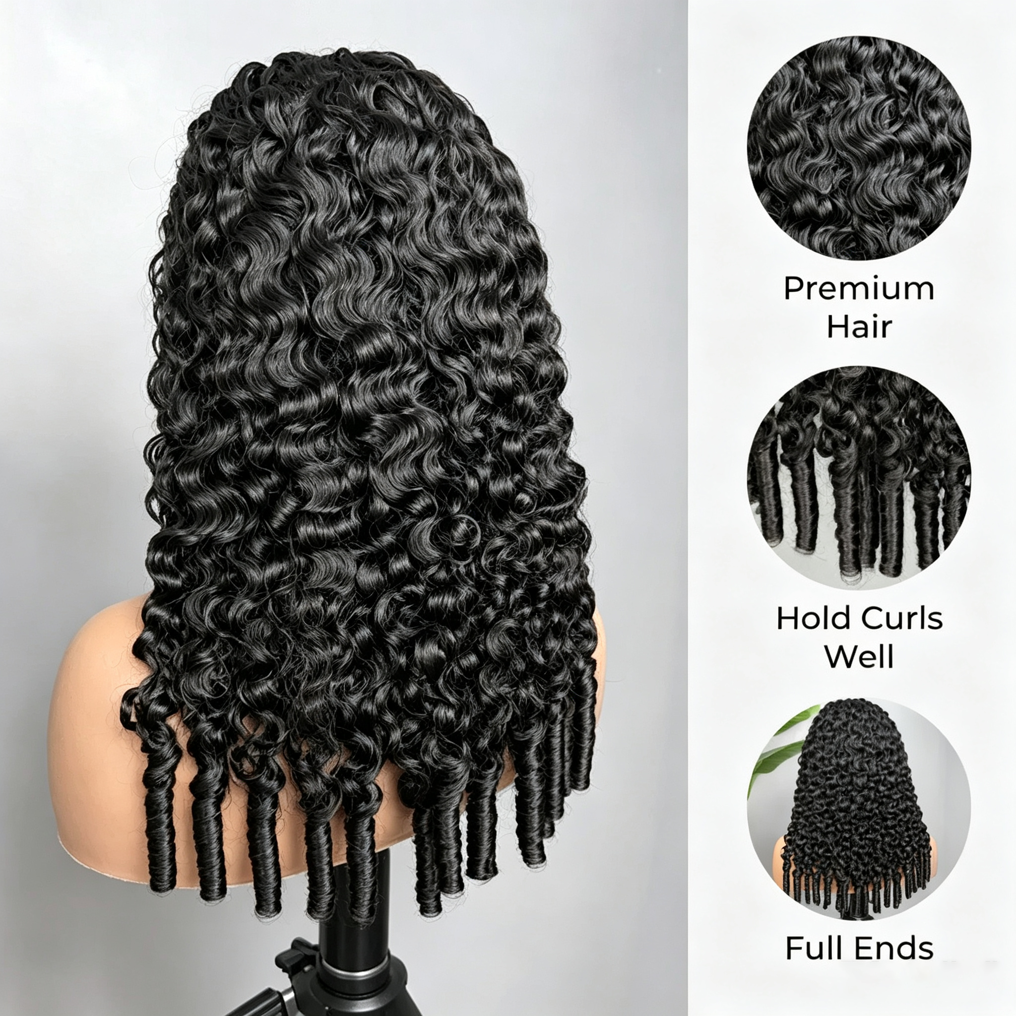Gluna Burmese Curly Half Wig With Drawstring Human Hair Wear Go Glueless Wig for Beginners