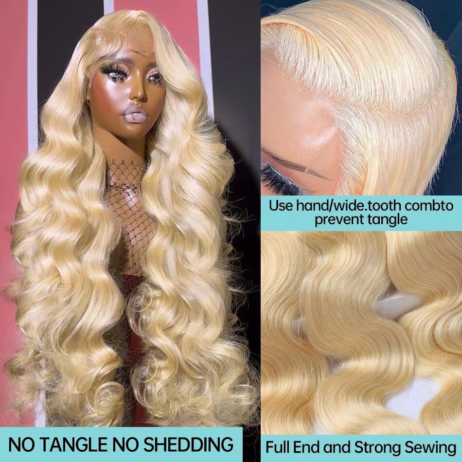 Gluna 613 Blonde Color Body Wave 13×6  Lace Frontal  Wig Human Virgin Hair Pre Plucked With Natural Baby Hair