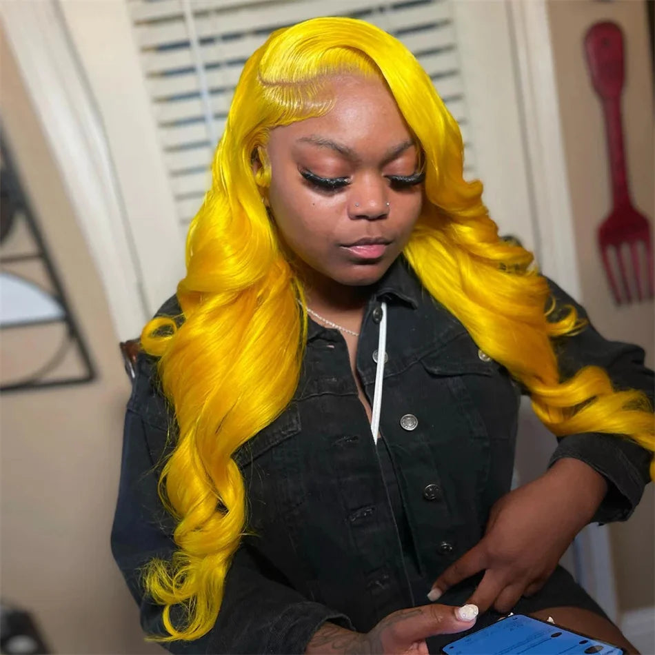 Gluna Light Yellow Color Body Wave 13×4/13X6  Lace Frontal  5X5  Lace Closure Wig Human 613 Colored Virgin Hair Wigs