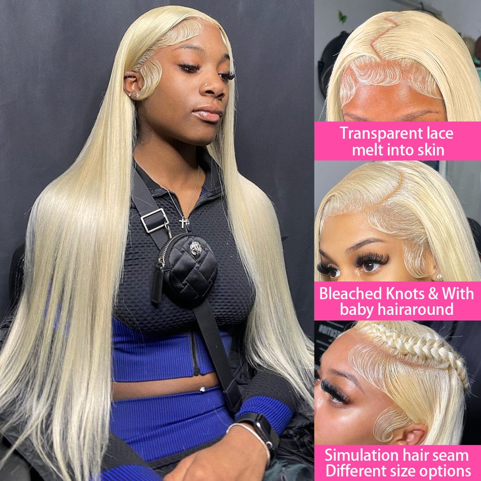 Gluna 613 Blonde Color Straight 13×6  Lace Frontal  Wig Human Virgin Hair Pre Plucked With Natural Baby Hair