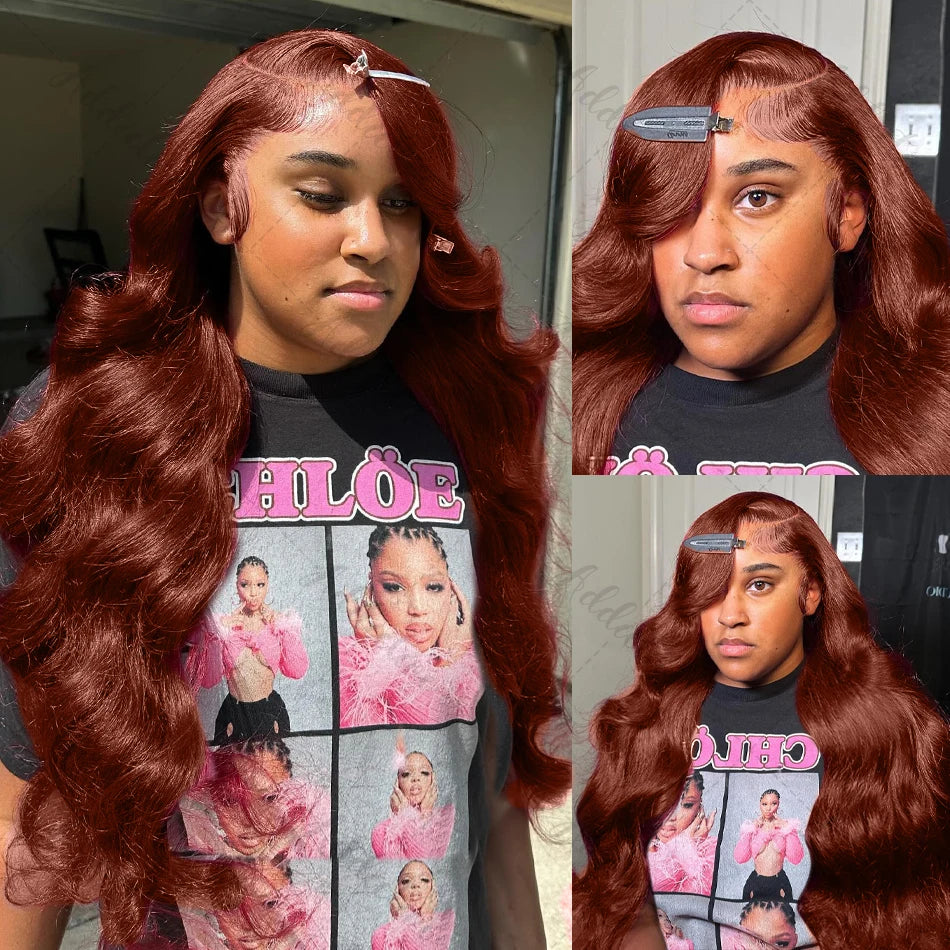 Gluna Reddish Brown Color 13×4 / 13x6 HD Lace Frontal Wig Body Wave Human Virgin Hair