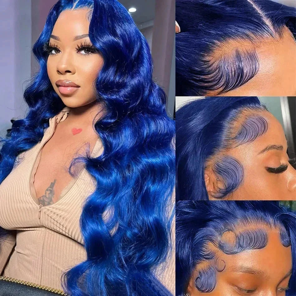 Gluna  Royal Blue Color Body Wave 13×4/13X6  Lace Frontal  5X5  Lace Closure Wig Human 613 Colored Virgin Hair Wigs