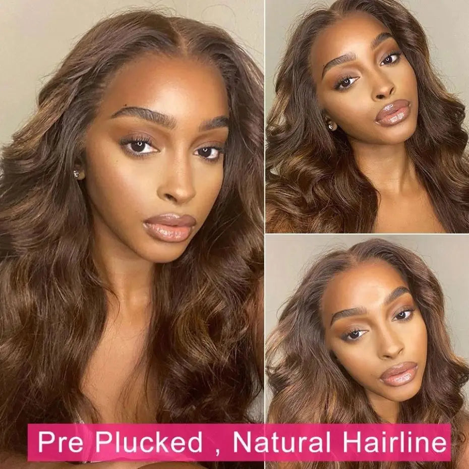 Gluna Chocolate Brown #4 Color 13×4 / 13x6 HD Lace Frontal Wig Body Wave Human Virgin Hair