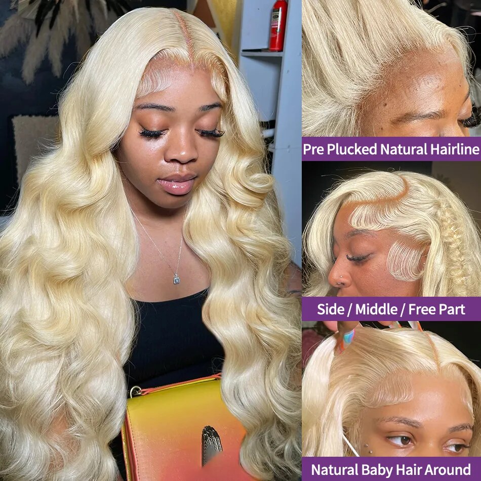 Gluna 613 Blonde Color Body Wave 13×6  Lace Frontal  Wig Human Virgin Hair Pre Plucked With Natural Baby Hair