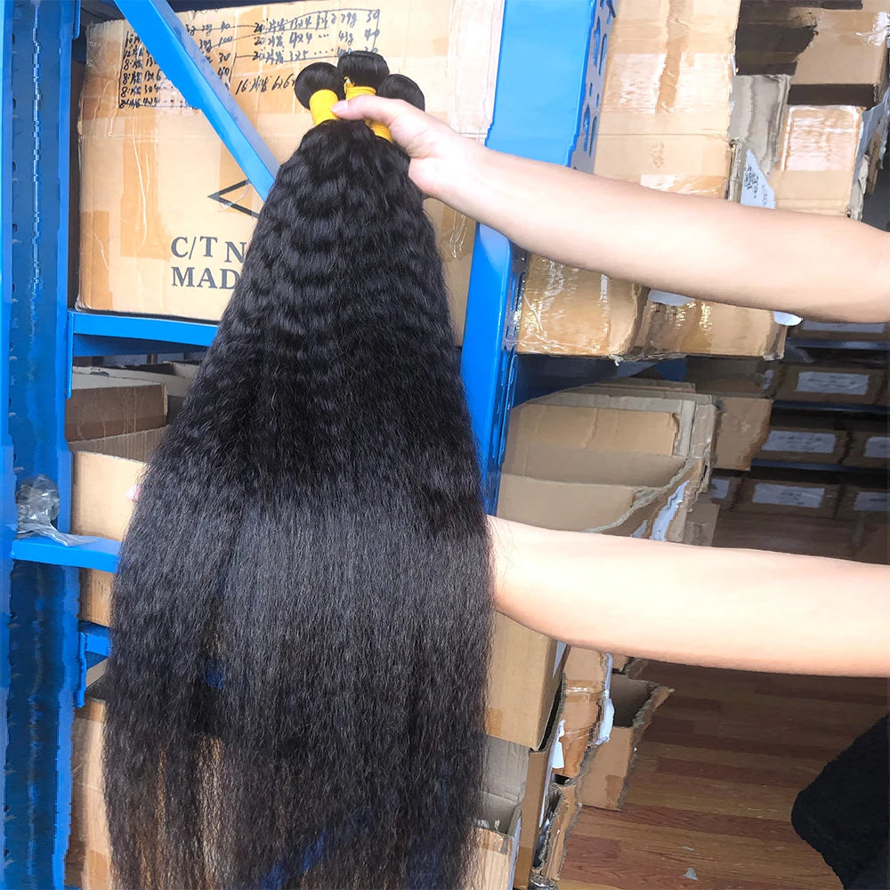 Gluna Brazilian Kinky Straight 7A/Hot 8A/10A/Double Drawn 1Bundles Extension 100% Human Hair  Bundles Virgin Human Hair Weave 1 Piece 8-38inch Natural Color