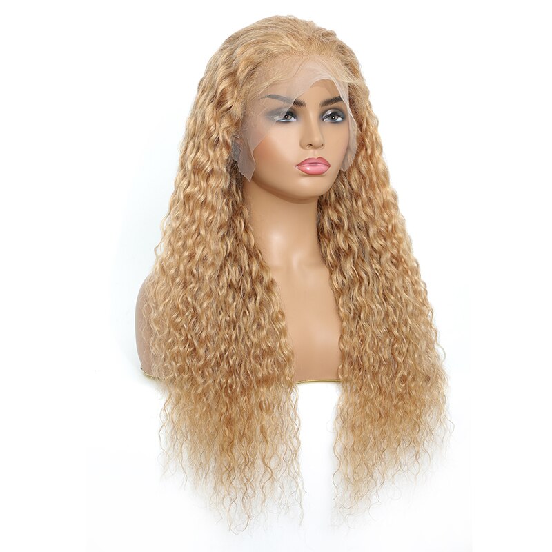 Gluna Honey Blonde #27 Color Water Wave 13x4 13x6 Lace Frontal Wig Human Virgin Hair Wig