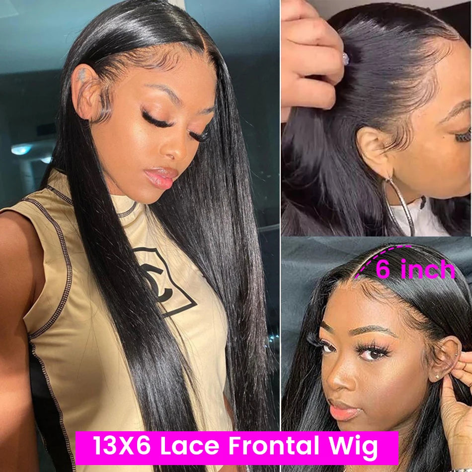 Gluna 13x6 HD Lace Frontal Wigs Silk Straight Human Hair Healthy Virgin Hair Pre Plucked With Natural Baby Hair For Women