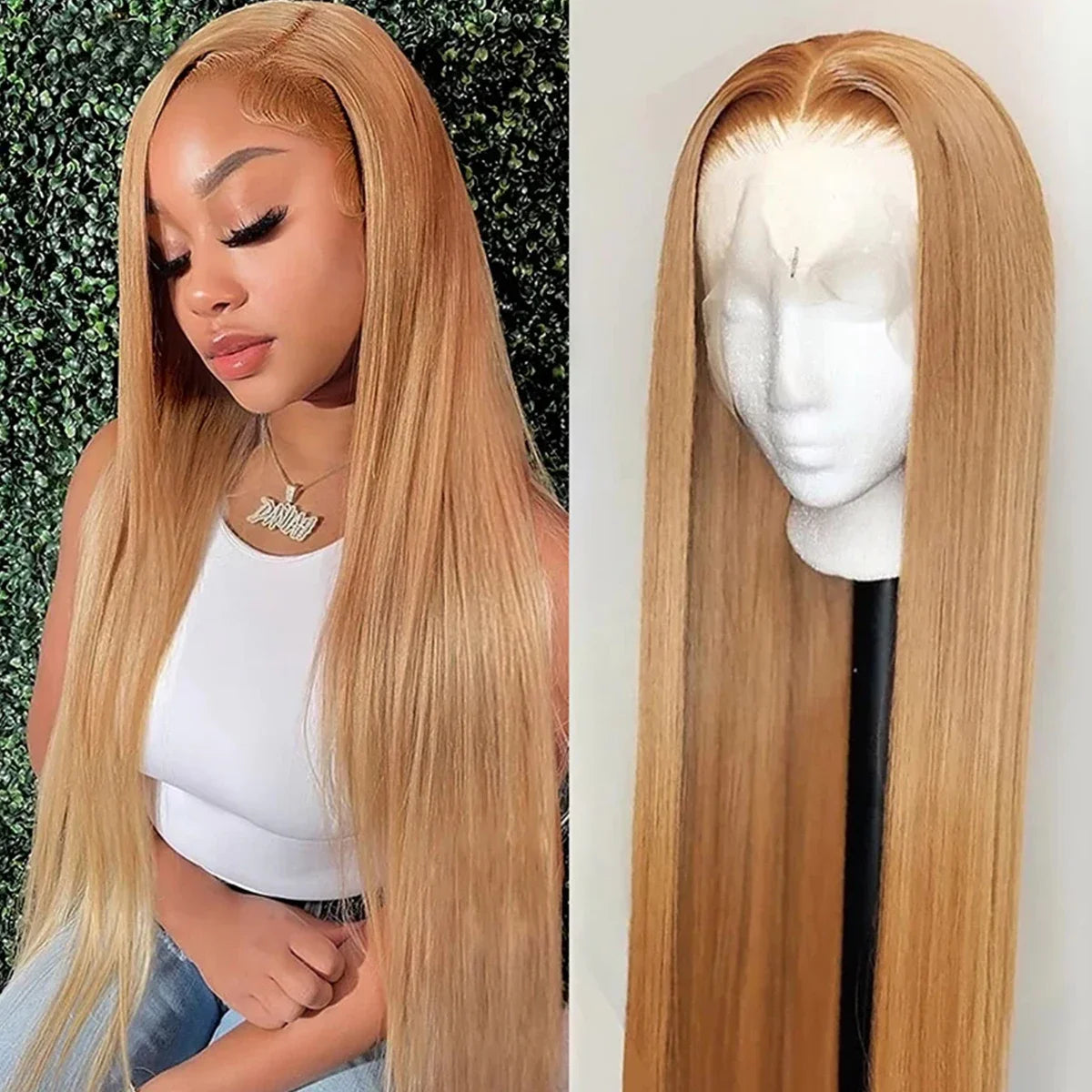 Gluna Glueless 7x5 /6x4.5 HD Lace Wear Go Honey Blonde #27 Color Straight Wig Tiny Knots Pre-Bleached