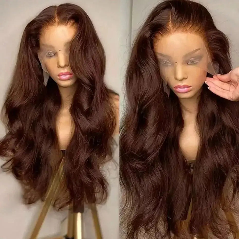 Gluna Chocolate Brown #4 Color 13×4 / 13x6 HD Lace Frontal Wig Body Wave Human Virgin Hair