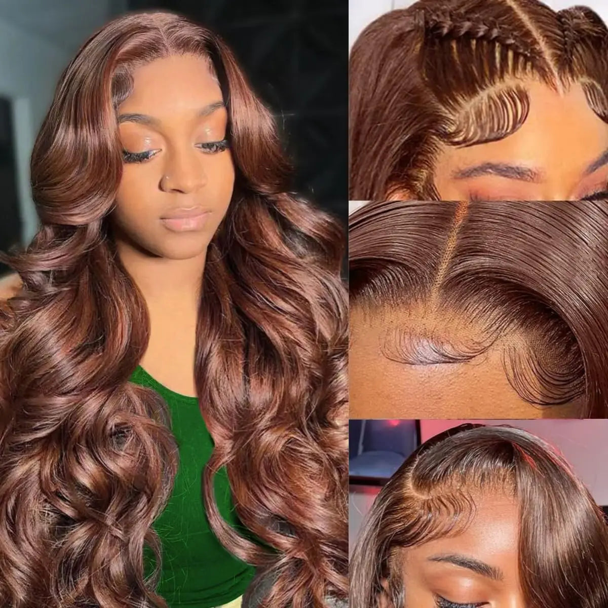 Gluna Chocolate Brown #4 Color 13×4 / 13x6 HD Lace Frontal Wig Body Wave Human Virgin Hair