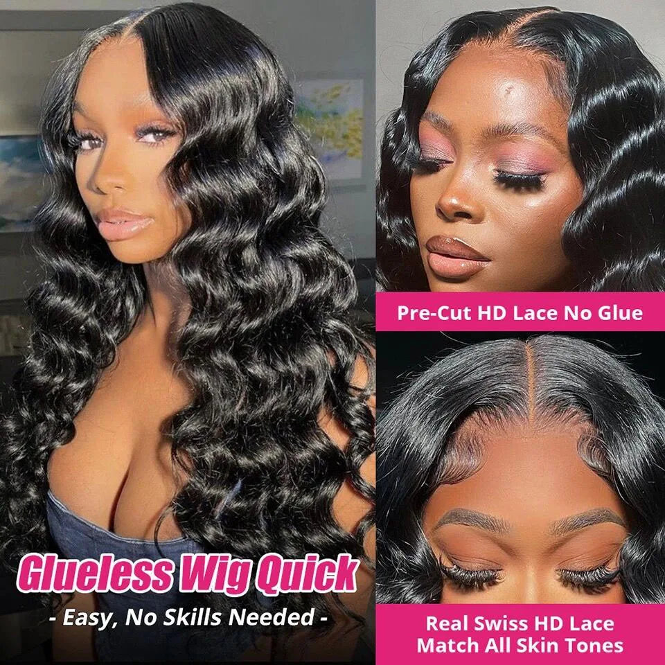 Gluna Glueless 13x4 HD Lace Wear Go Loose Wave Wig Natural Color Tiny Knots Pre-Bleached