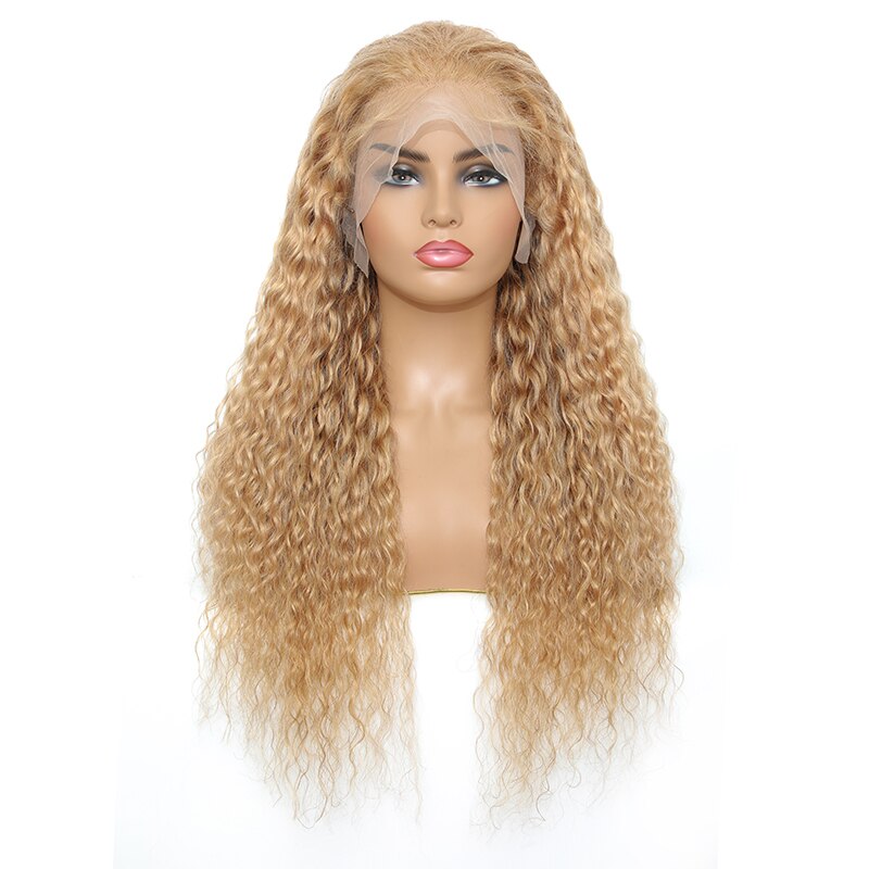 Gluna Honey Blonde #27 Color Water Wave 13x4 13x6 Lace Frontal Wig Human Virgin Hair Wig