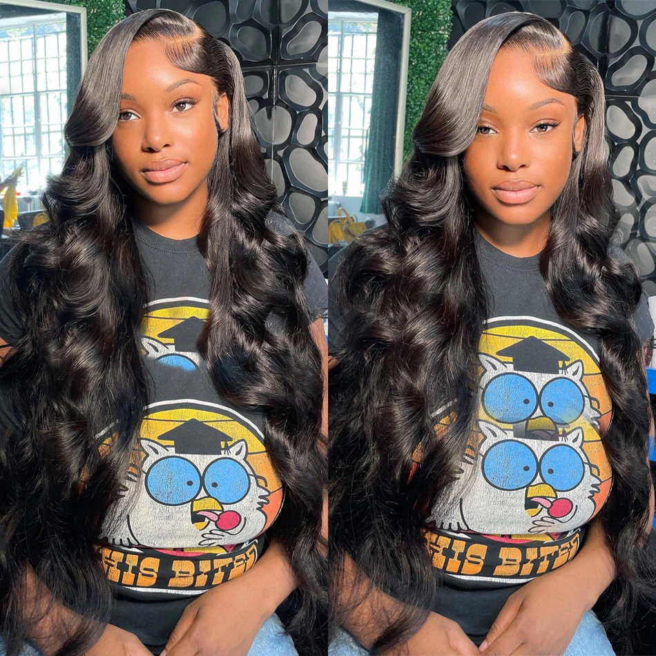 Free Shipping Gluna Hair Brazilian Virgin Body Wave Hair Full Lace Human Hair Wigs For Black Women Pre Plucked Bleached Knots Full Lace Human Hair Wigs