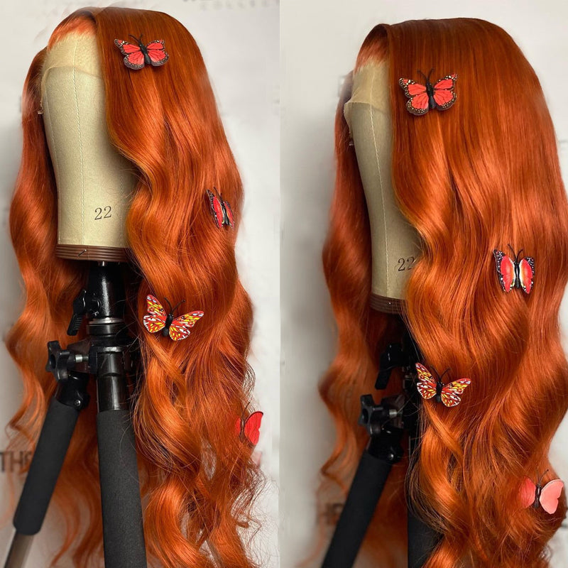 【Buy 1 Get 1 Free】Gluna 5x5 Lace Closure Wig Ginger Orange Color Body Wave Human Virgin Hair Pre Plucked With Natural Baby Hair