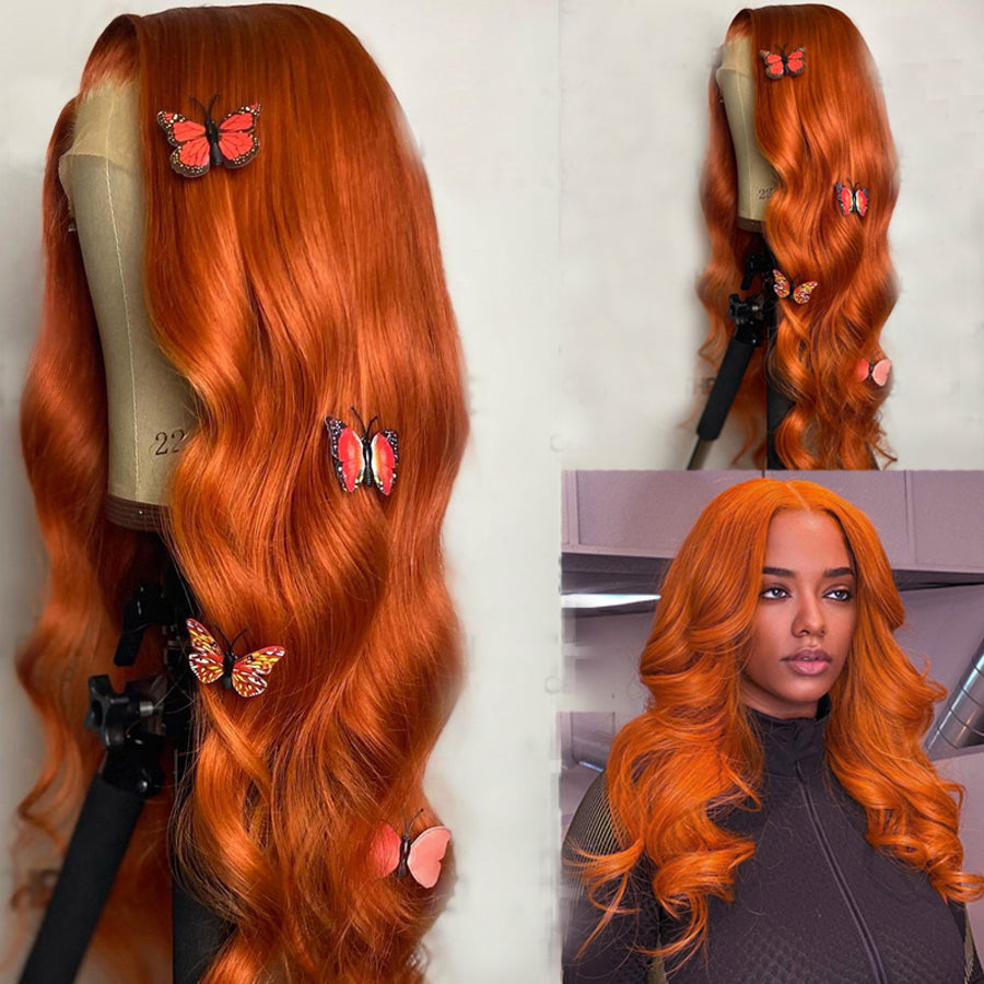 【Buy 1 Get 1 Free】Gluna 5x5 Lace Closure Wig Ginger Orange Color Body Wave Human Virgin Hair Pre Plucked With Natural Baby Hair