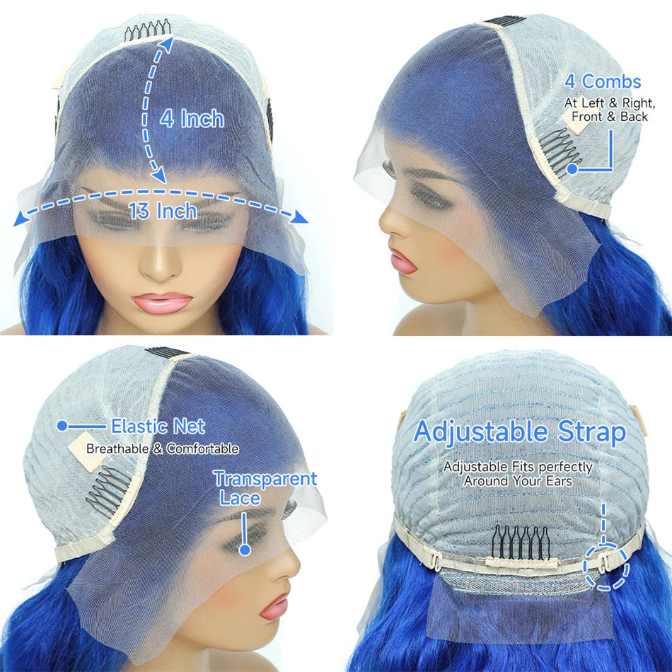 Gluna Royal Blue Color Straight 13×4/13X6  Lace Frontal  5X5  Lace Closure Wig Human 613 Colored Virgin Hair Wigs