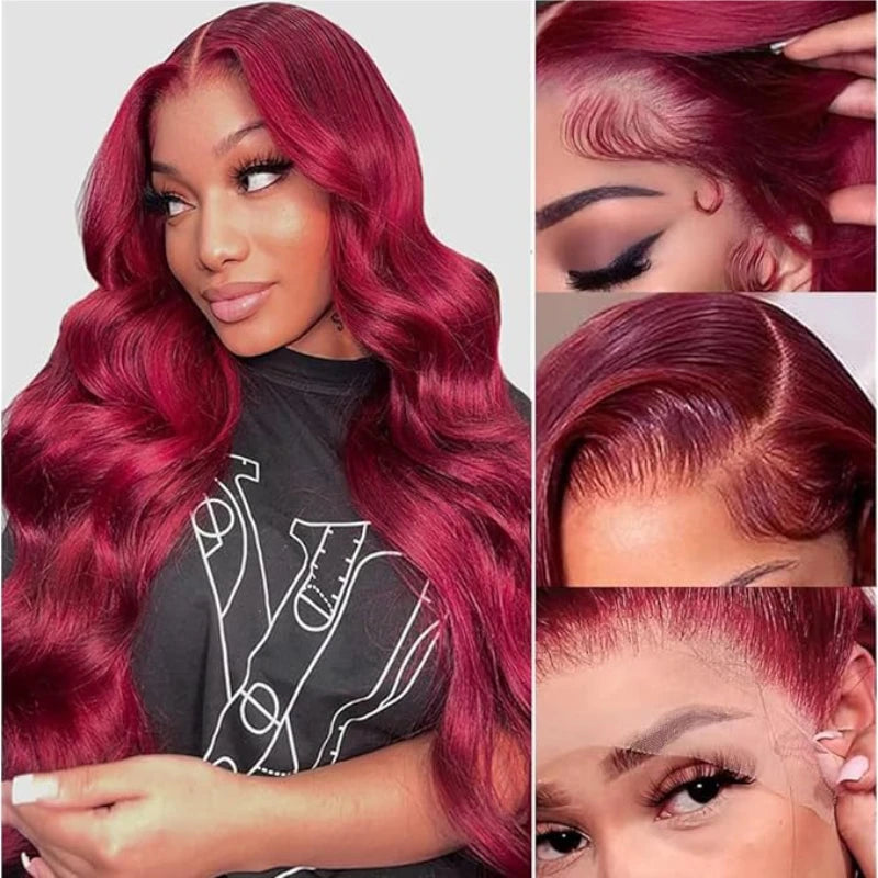 Gluna Glueless 7x5 /6x4.5 HD Lace Burgundy Wear Go Body Wave Wig Tiny Knots Pre-Bleached