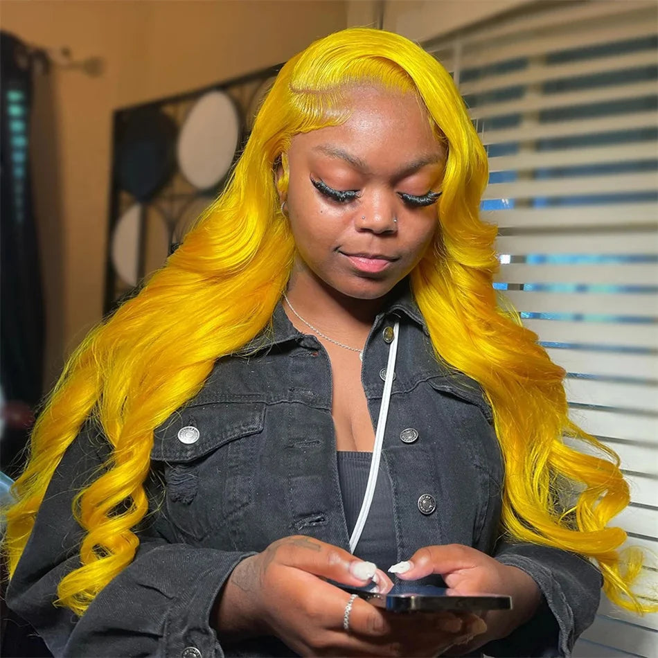 Gluna Light Yellow Color Body Wave 13×4/13X6  Lace Frontal  5X5  Lace Closure Wig Human 613 Colored Virgin Hair Wigs