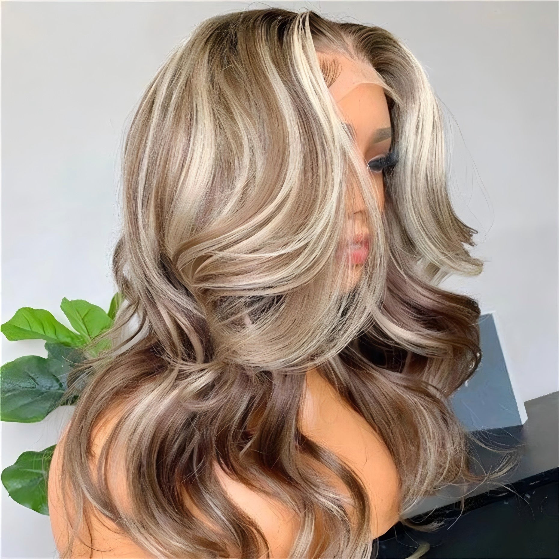 Gluna  Body Wave Light Grey Gold Highlight Colored 13×4/13X6 Lace Front Human Hair Wigs