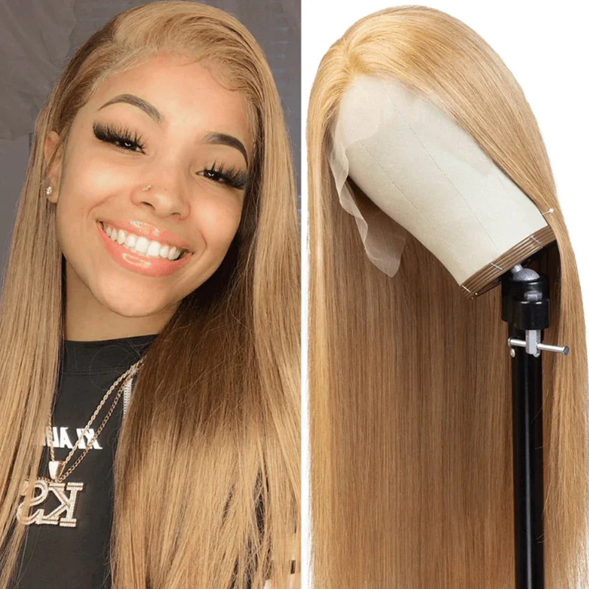 Gluna Glueless 7x5 /6x4.5 HD Lace Wear Go Honey Blonde #27 Color Straight Wig Tiny Knots Pre-Bleached