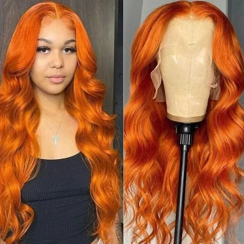 Gluna 13×4 13x6 Lace Frontal Wig Body Wave Ginger Orange Color Human Virgin Hair Pre Plucked With Natural Baby Hair