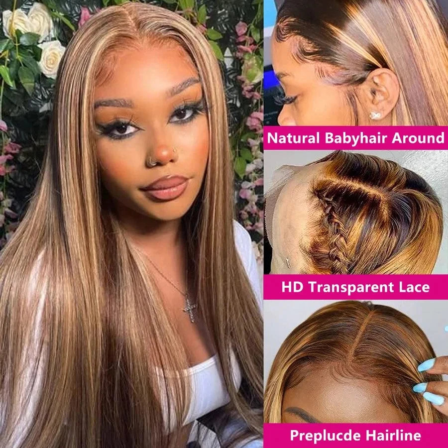 Gluna Glueless 7x5 /6x4.5 HD Lace Wear Go  Highlight #4/27 Brown and Honey Blonde Color Straight Wig Tiny Knots Pre-Bleached