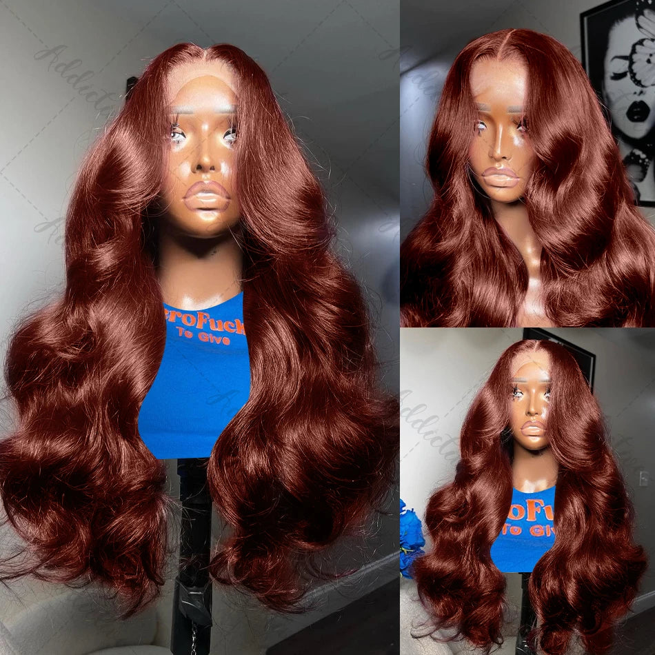 Gluna Reddish Brown Color 13×4 / 13x6 HD Lace Frontal Wig Body Wave Human Virgin Hair