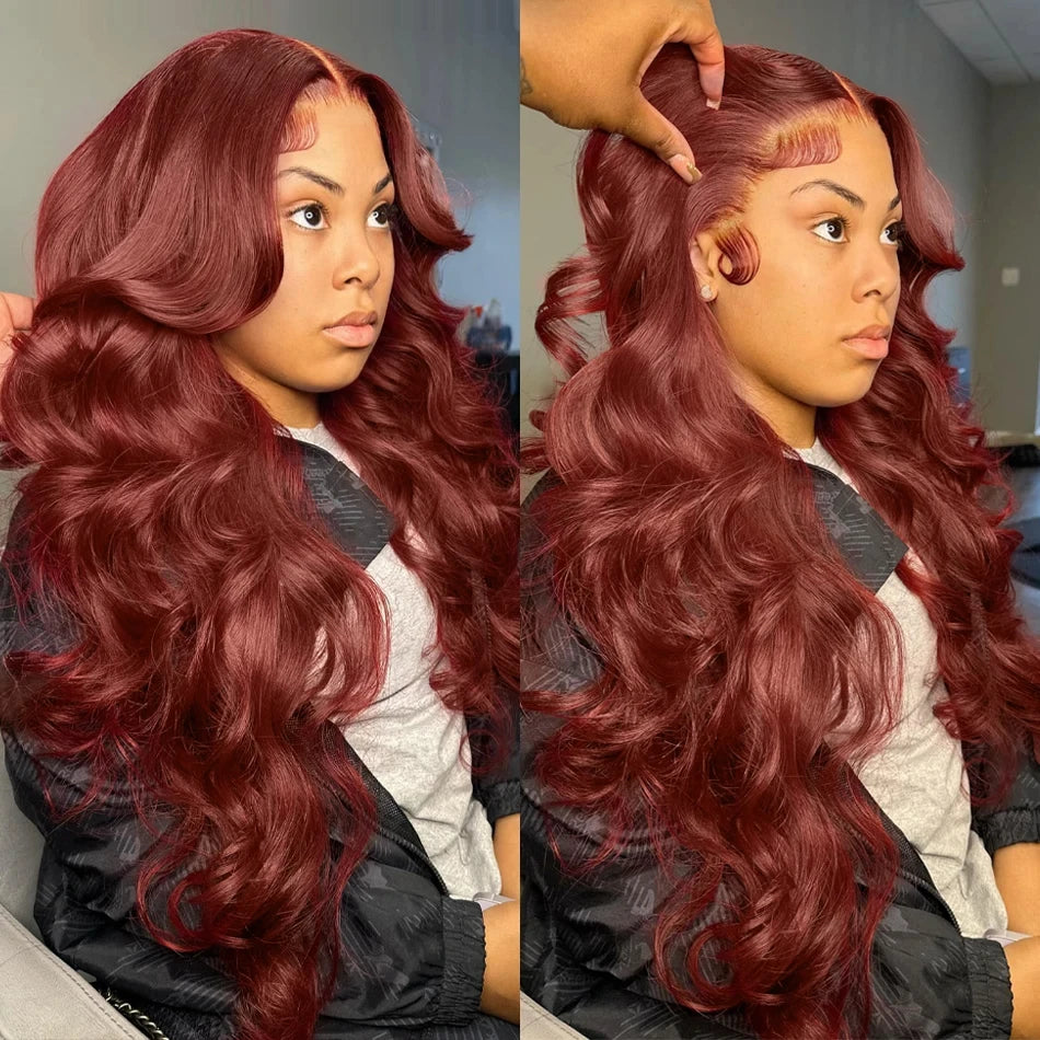 Gluna Reddish Brown Color 13×4 / 13x6 HD Lace Frontal Wig Body Wave Human Virgin Hair