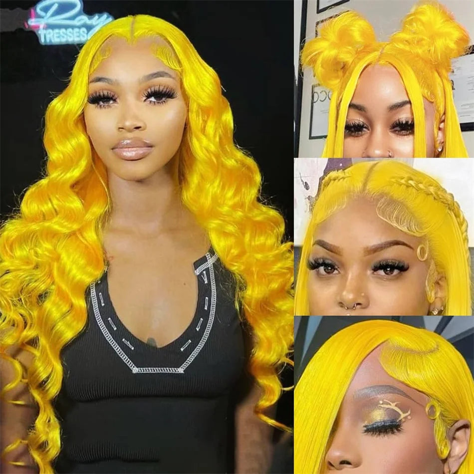 Gluna Light Yellow Color Body Wave 13×4/13X6  Lace Frontal  5X5  Lace Closure Wig Human 613 Colored Virgin Hair Wigs