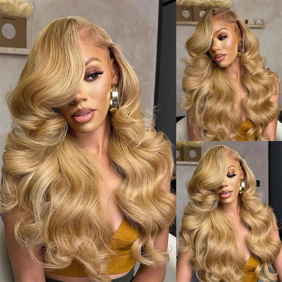 Gluna Glueless 7x5 /6x4.5 HD Lace Wear Go Honey Blonde #27 Color Body Wave Wig Tiny Knots Pre-Bleached