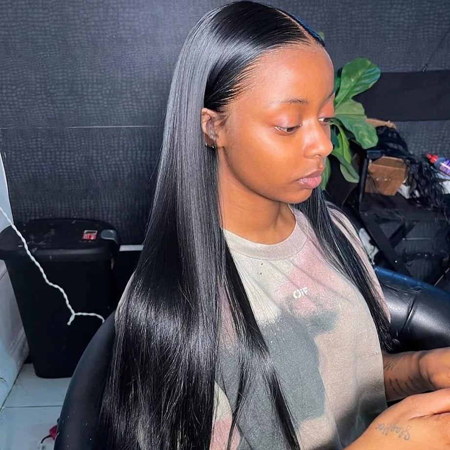 Free Shipping Gluna 13×6 Lace Frontal Wig Pre Plucked With Baby Hair Remy Brazilian Straight Lace Front Virgin Human Hair Wigs For Black Women