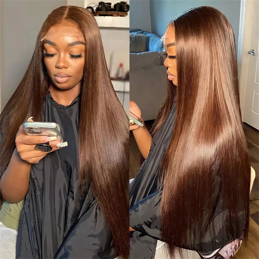 Gluna Glueless Breathable Open Cap Air Wig 4x4/5x5 Lace Closure Wigs Chocolote Brown #4 Color Straight Human Virgin Hair Pre Plucked With Natural Baby Hair