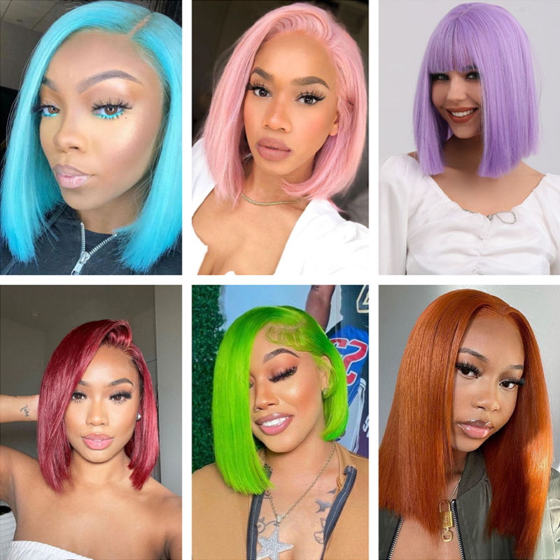 Gluna Natural Color Straight Short Bob Wigs 13x4 5x5 4x4 Lace Frontal/Closure Wigs For Black Women Brazilian Virgin Human Hair with Baby Hair Pre Plucked