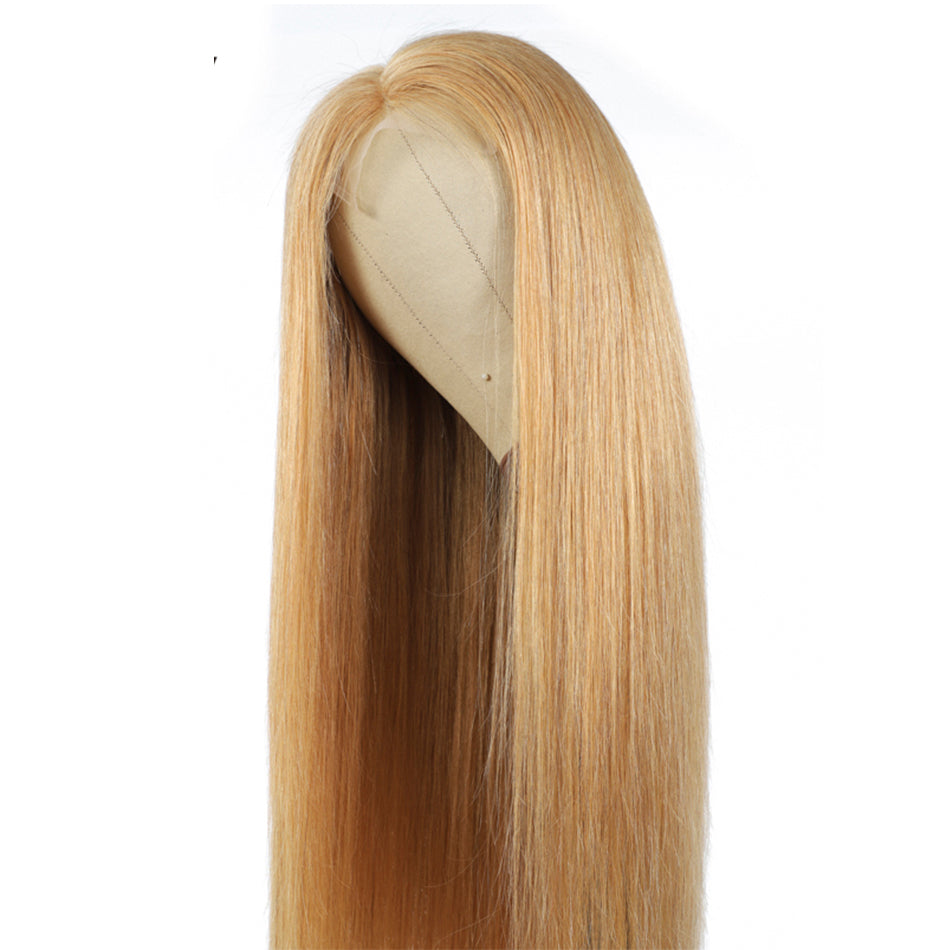 Gluna Honey Blonde #27 Color Straight 13x6 13x4 Lace Frontal/Closure Wig Human Virgin Hair Wig