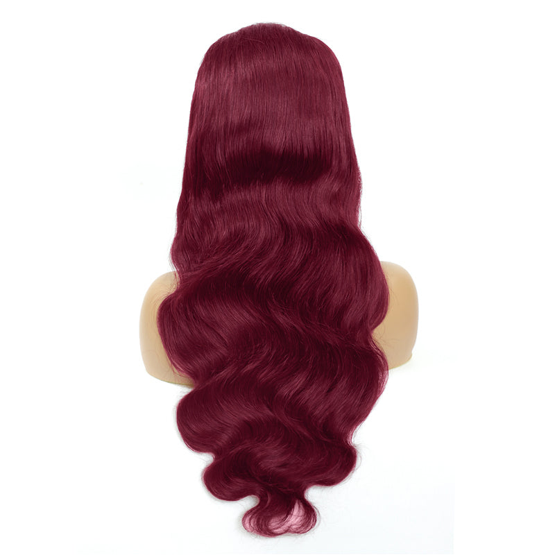 Gluna 13×4 13x6 Lace Frontal Wig Burgundy Color Body Wave Human Virgin Hair Pre Plucked With Natural Baby Hair