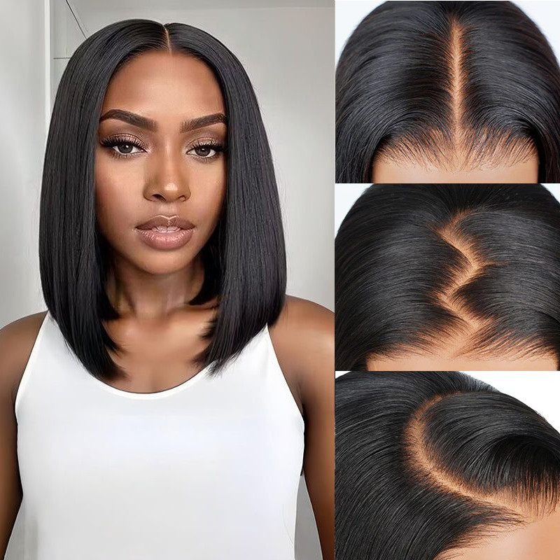 Gluna Natural Color Straight Short Bob Wigs 13x4 5x5 4x4 Lace Frontal/Closure Wigs For Black Women Brazilian Virgin Human Hair with Baby Hair Pre Plucked