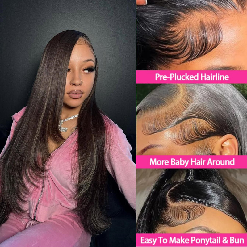 Gluna Natural Black Color 13×4 / 13x6 HD Lace Frontal Wig Straight Human Virgin Hair