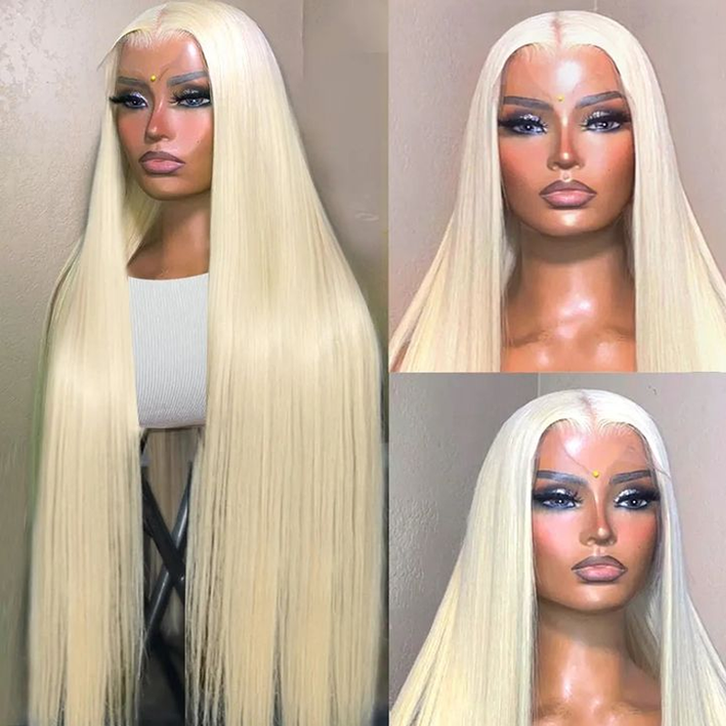 Free Shipping Gluna Hair Brazilian Virgin 613 Blonde Color Straight Hair Full Lace Human Hair Wigs For Black Women Pre Plucked Bleached Knots