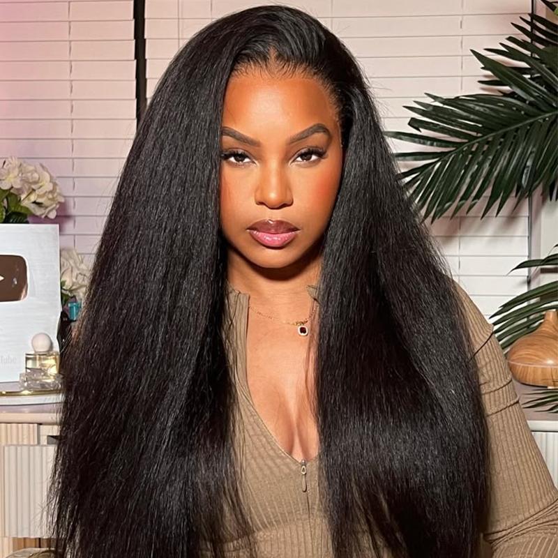 Gluna Natural Black 13x4 HD  Lace Frontal Kinky Straight Virgin Hair Unprocessed Human Hair for women