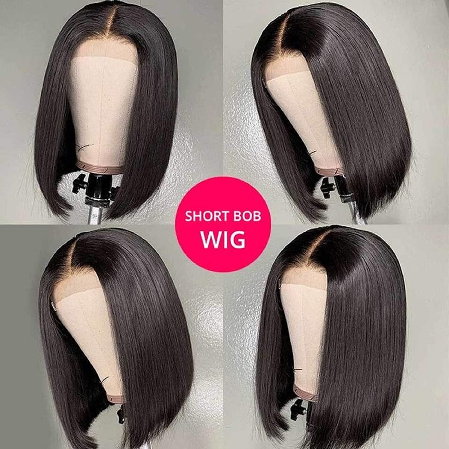 Gluna Hair Short Bob Wigs Straight Human Hair 13x4 5x5 4x4 Lace Frontal/Closure Wigs For Black Women Brazilian Virgin Hair with Baby Hair Pre Plucked Natural Color