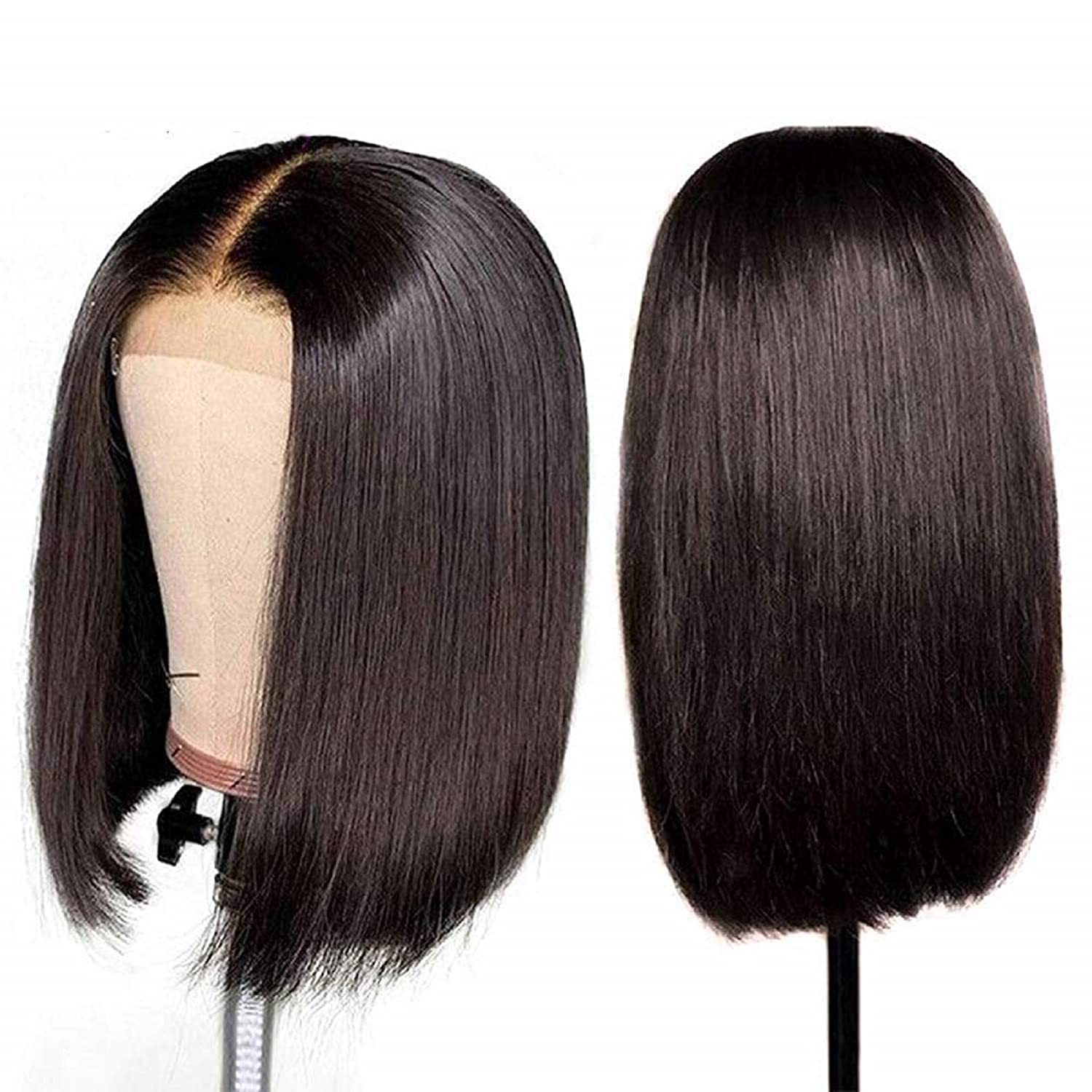 【$69】Gluna Hair Short Bob Wigs Straight Human Hair 13x4 5x5 4x4 Lace Frontal/Closure Wigs For Black Women Brazilian Virgin Hair with Baby Hair Pre Plucked Natural Color