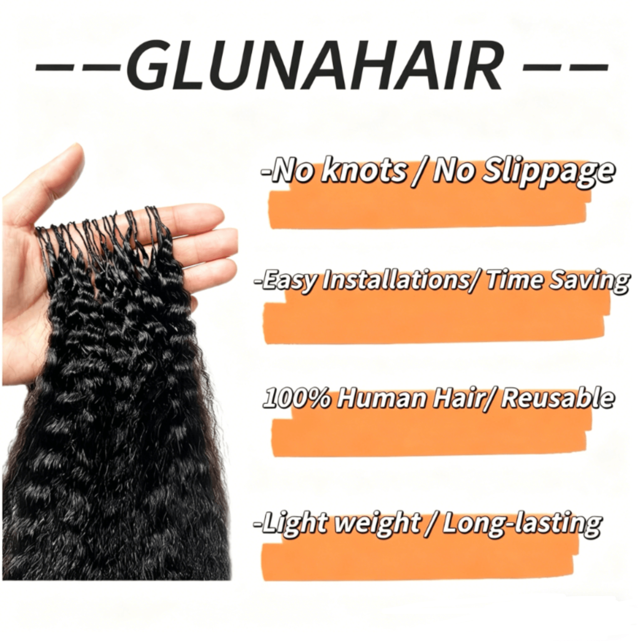 Kinky Straight Human Crochet hair Knotless Pre-Separated Feather Crochet Hair Extensions 100% Human Hair Natural Color
